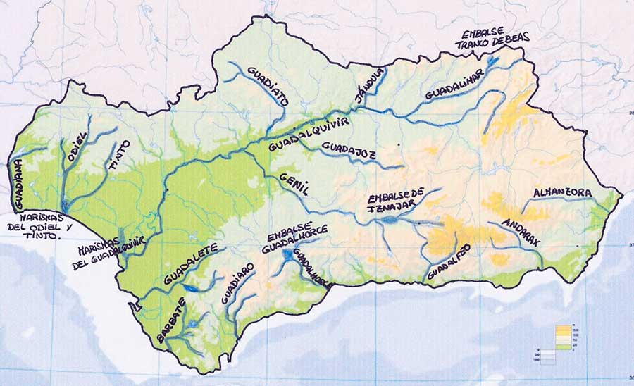 Mapa geográfico de Andalucía