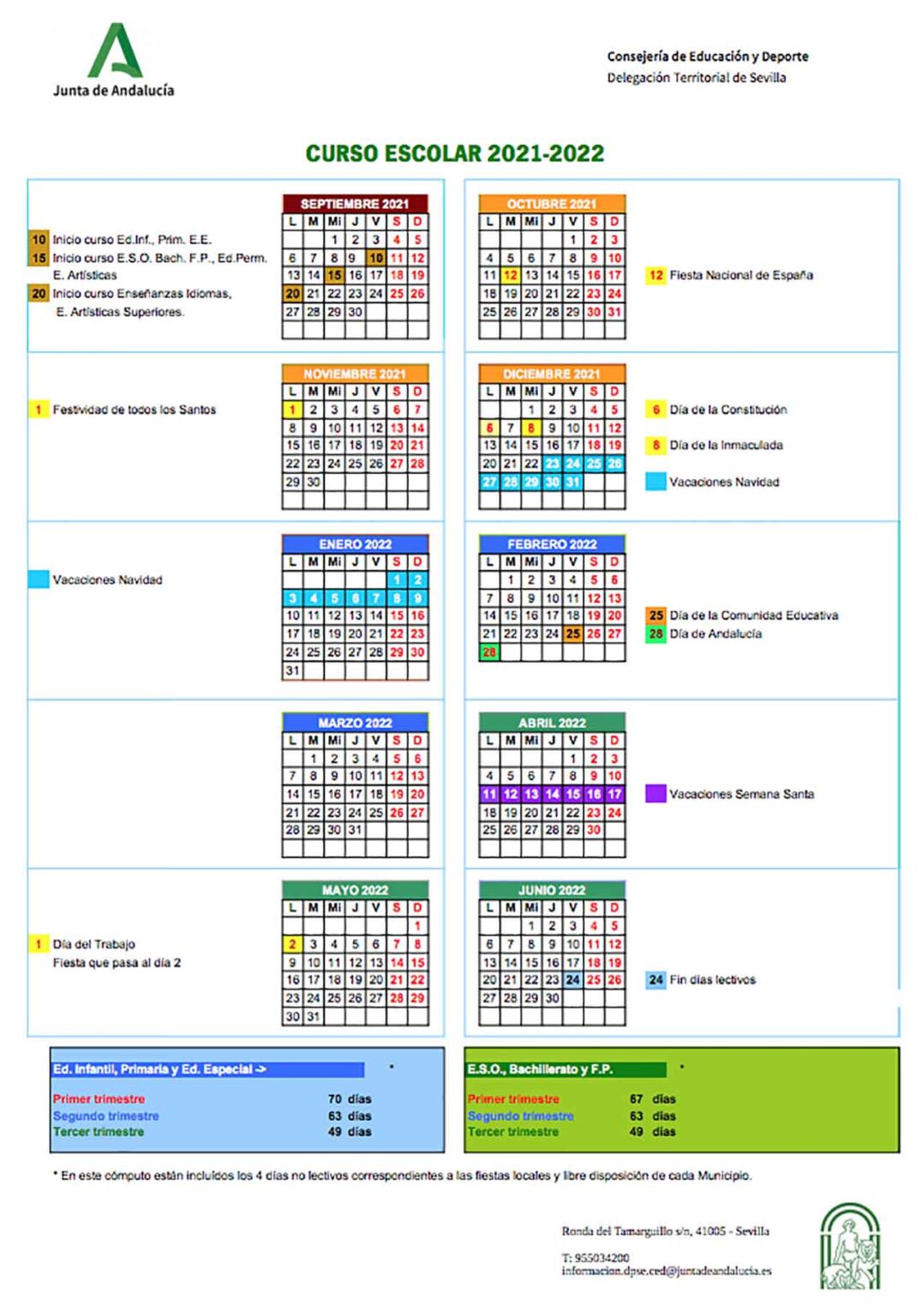 Consulta El Calendario Escolar Sevilla Para El Curso 2020 2021
