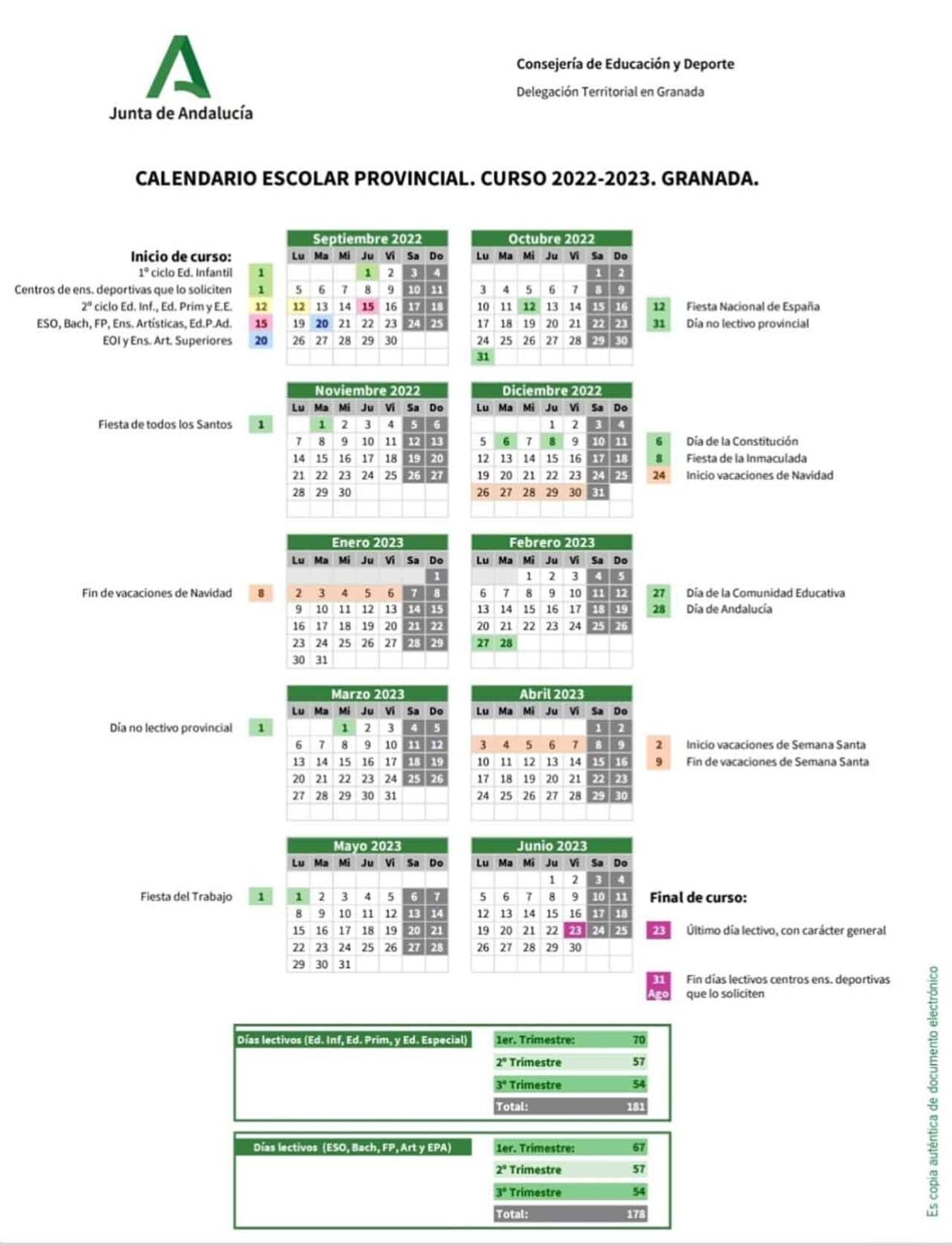 Calendario Escolar Granada 202424 Dita Myrtle