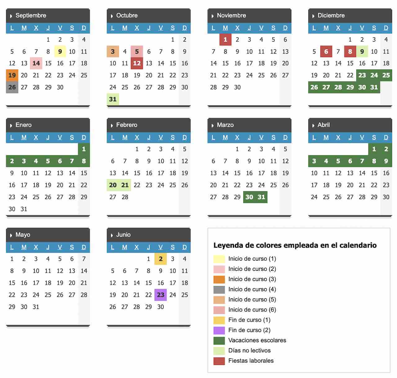 Calendario escolar Castilla y León para el curso 2022-2023