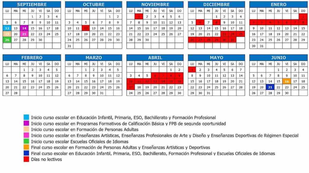 Calendario Escolar 2023 A 2024 Comunidad Valenciana Printable