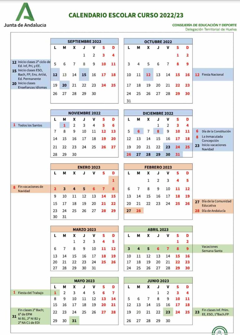 Calendario escolar Huelva para el curso 2023-2024 - educaciondivertida.com