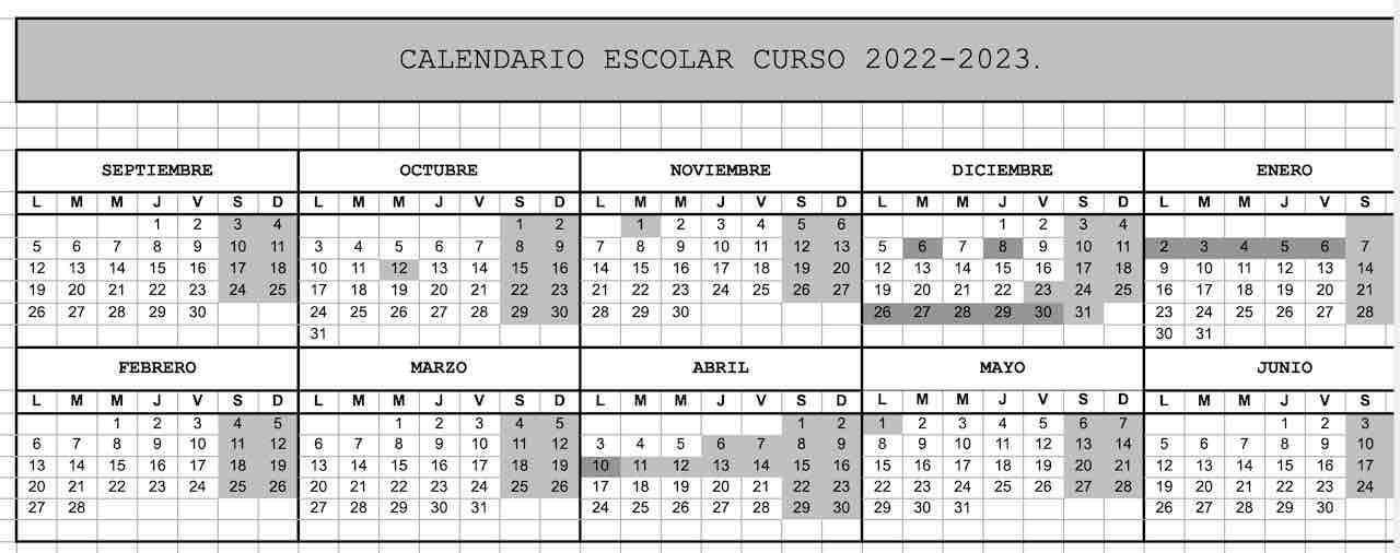 Calendario escolar NAVARRA para el curso 2022-2023