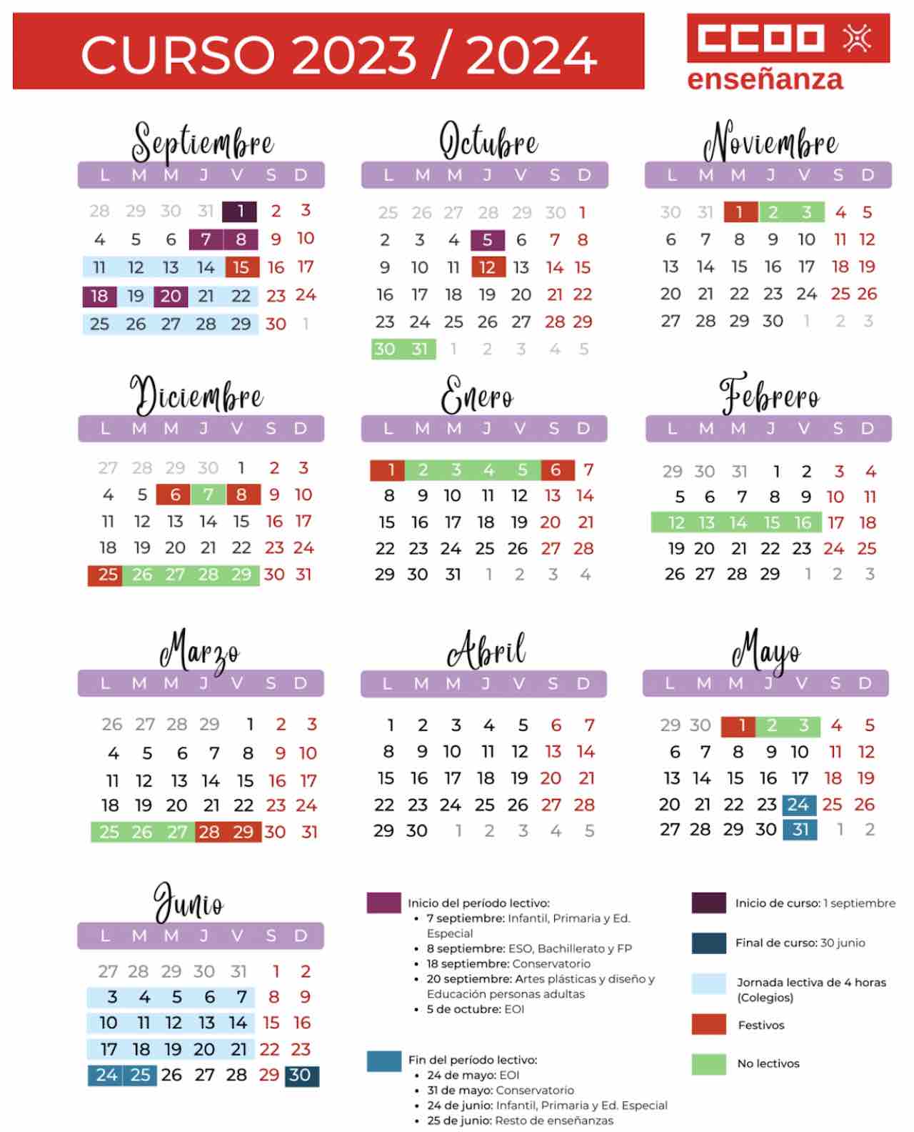 Calendario escolar País Vasco 2023-2024